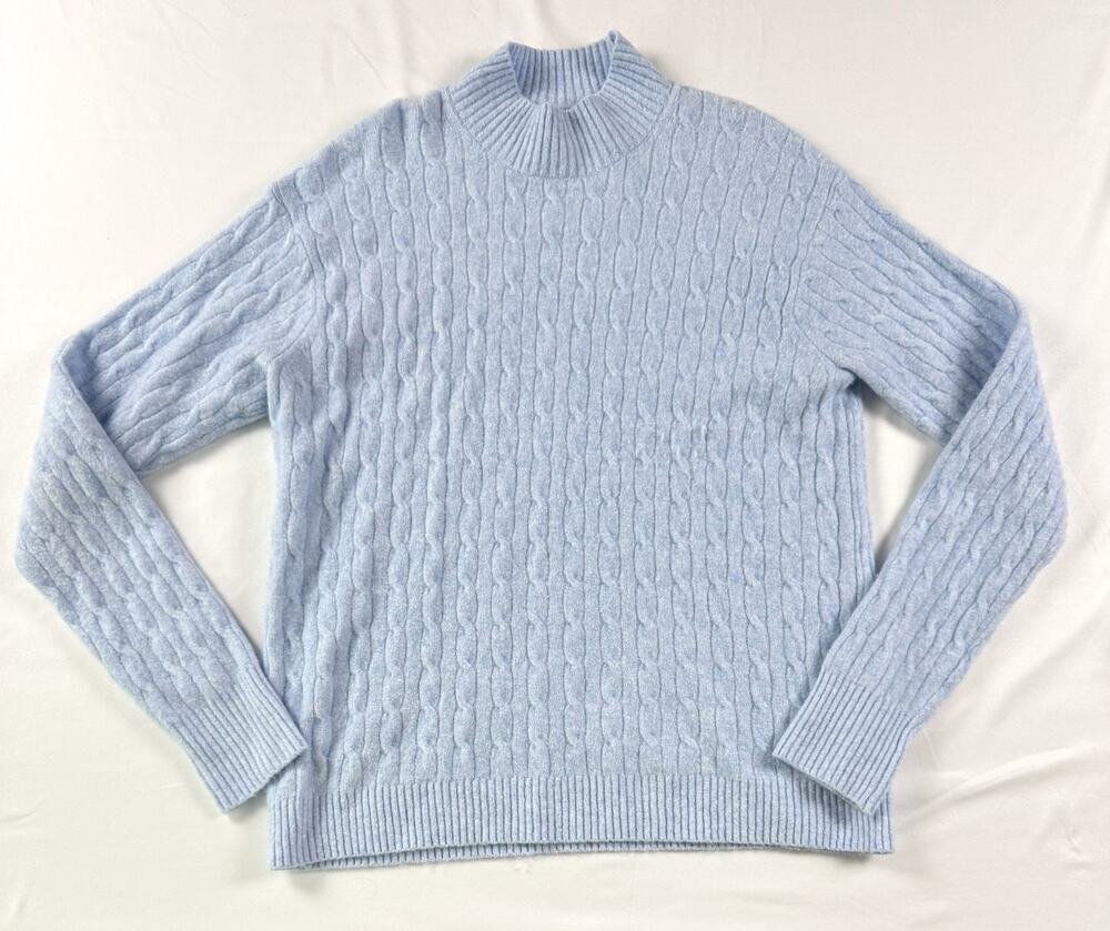 J Crew Extra Soft Periwinkle Blue Sweater Size XL Cable Knit Stretch
